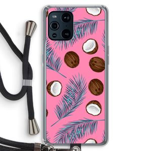 Kokosnoot roze: Oppo Find X3 Transparant Hoesje met koord