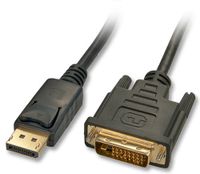 Lindy 41490 video kabel adapter 1 m DVI-D DisplayPort Zwart