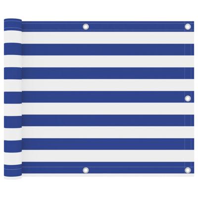 VidaXL Balkonscherm 75x600 cm oxford stof wit en blauw