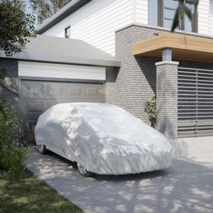 VidaXL Autohoes voor sedan met gespriemen xl volledig zilverkleurig