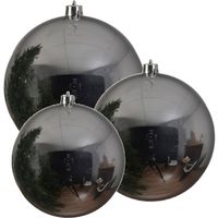 3x Grote zilveren kerstballen van 14/20/25 cm glans van kunststof - Kerstbal - thumbnail