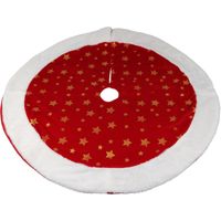 Kerstboomrok - velvet -rood met sterren - D90 cm - polyester