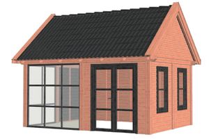 Buitenverblijf Zadeldak XL 530x440 cm - Combinatie 1- Zadeldak- Onbehandeld lariks Douglas hout- Trendhout