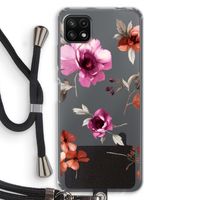Geschilderde bloemen: Samsung Galaxy A22 5G Transparant Hoesje met koord