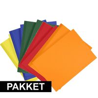5x A4 hobby karton geel/donkergroen/blauw/oranje/rood   -