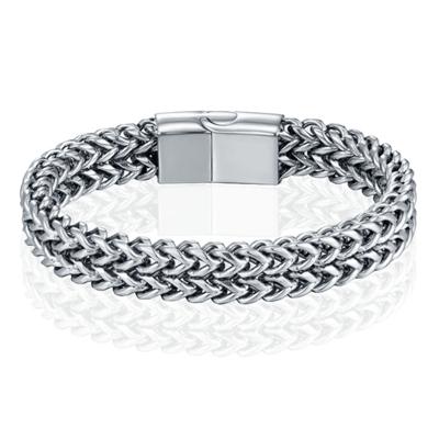 LGT JWLS Heren Armband - Dubbele Curb Chain van Edelstaal, Zilver-23cm