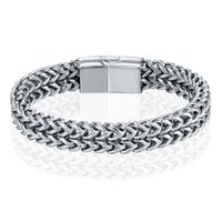 LGT JWLS Heren Armband - Dubbele Curb Chain van Edelstaal, Zilver-23cm