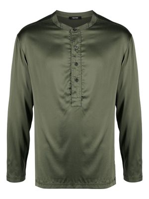 TOM FORD chemise en soie mélangée à manches longues - Vert
