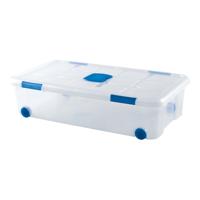 Plasticforte Opslagbak/box met deksel - 1x - 30L - 73 x 41 x 18 cm - transparant - met wielen