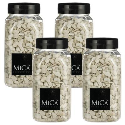 Mica Decorations decoratie steentjes - 4x - wit - 1 kilo - 650ml - hobby steentjes