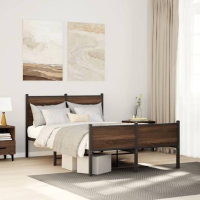 Bedframe zonder matras metaal bruin eikenkleurig 120x190 cm