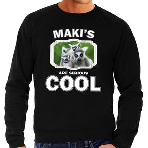 Dieren maki sweater zwart heren - makis are cool trui