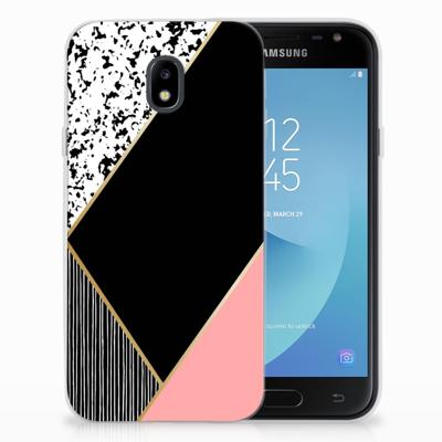 Samsung Galaxy J3 2017 | TPU Hoesje | Zwart Roze Vormen