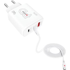 Skross Power Charger 65W PD GaN Combo+ EU USB-oplader Binnen Uitgangsstroom (max.) 3.25 A Aantal uitgangen: 3 x USB 2.0 bus A, USB-C