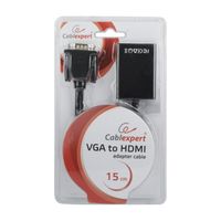 Gembird A-VGA-HDMI-01 video kabel adapter 0,15 m HDMI 19 pin Zwart - thumbnail