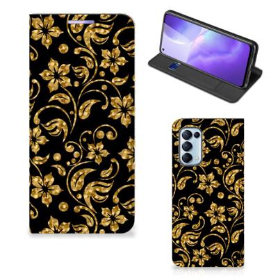 OPPO Find X3 Lite Smart Cover Gouden Bloemen OPPO Find X3 Lite Smart Cover Gouden Bloemen