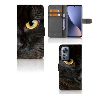Xiaomi 12 Pro | Telefoonhoesje | Met pasjeshouder | Zwarte Kat