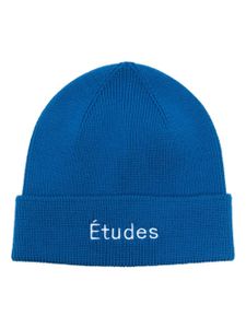 Etudes bonnet en laine à logo brodé - Bleu