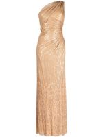 Jenny Packham robe ornée de sequins à une épaule - Marron