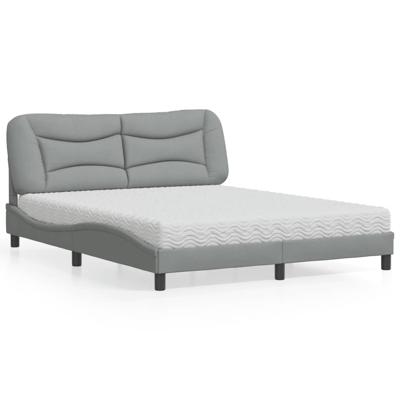 Bed met matras "Hvar" stof lichtgrijs 160x200 cm