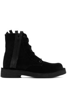 Yohji Yamamoto bottines à effet de velours - Noir