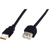 Digitus AK-300202-050-S USB-kabel USB 2.0 USB-A stekker, USB-A bus 5.00 m Zwart