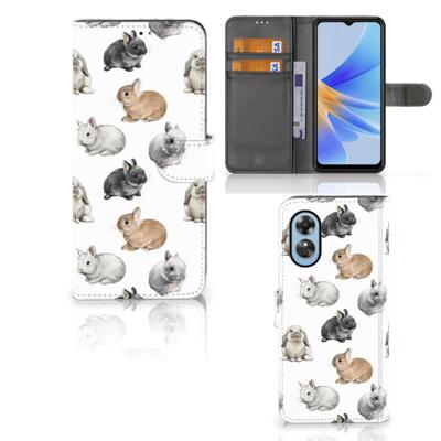Telefoonhoesje | Met pasjeshouder | voor OPPO A17 Konijntjes