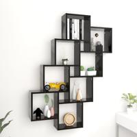 Wandschap kubus 90x15x119 cm bewerkt hout zwart