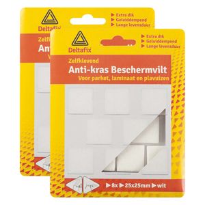 Anti-krasvilt - 16x - wit - 25 x 25 mm - vierkant - zelfklevend - meubel beschermvilt