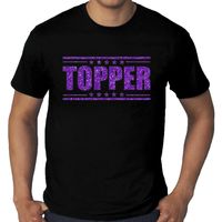 Grote maten Topper t-shirt zwart met paarse letters heren