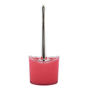 MSV Toiletborstel in houder/wc-borstel Aveiro - PS kunststof/rvs - fuchsia roze/zilver - 37 x 14 cm - Toiletborstels