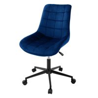 Bureaustoel op wielen blauw met fluwelen bekleding en metalen frame ML design - thumbnail