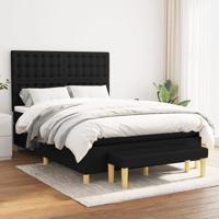 Boxspring met matras stof zwart 140x190 cm