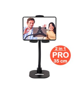 Tablet houder + Telefoonhouder PRO (2 in 1) met voet & 35 cm hals "klein & fijn".