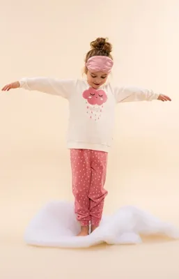 Charlie Choe velours meisjes pyjama - Warme winter kinder pyjama -off white