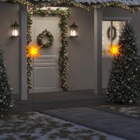 Lamp Moravische ster met grondpin en LED inklapbaar 57 cm geel