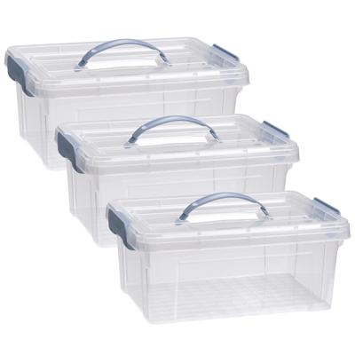 Opslagbox AZUL serie - 3x - met deksel - transparant - 8.5 liter - 36 x 26 x 15 cm - kunststof