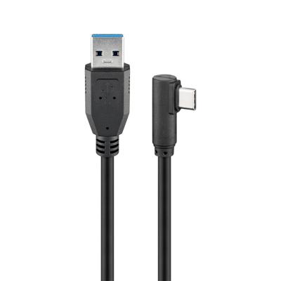 USB 3.2 GEN 1 (USB3.0) Aansluitkabel - USB-C naar USB-A - 5Gbit/s - USB adapter - OTG kabel - haaks - 0.5m - Zwart