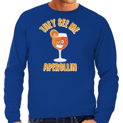 Apres ski sweater voor heren - aperol spritz - blauw - apres ski/wintersport - skien