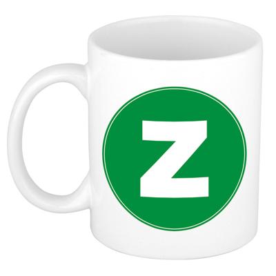 Koffie mok met de letter Z - beker - groen - eerste letter van een voornaam - wit - 300 ml