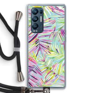 Tropical Palms Blue: Oppo Find X3 Neo Transparant Hoesje met koord