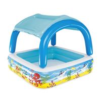 Bestway Opblaasbaar Kinderzwembad Afneembaar Dak 140x140x114 cm +2 Jaar Tuin 52192