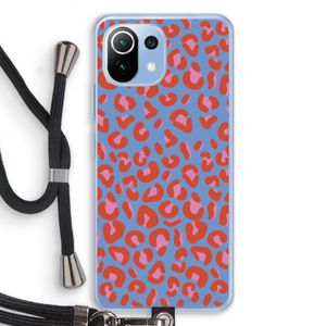 Leopard blue: Xiaomi Mi 11 Lite Transparant Hoesje met koord