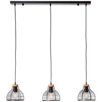 Brilliant HanglampAvia 3-lichts zwart met houtbruin - 99561/76