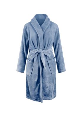 Relax Company Denimblauwe unisex fleecebadjas met naam borduren