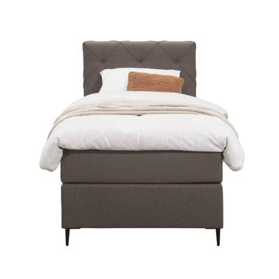 Leen Bakker - Boxspring Liv Geruit - Donker - 90x200 Cm - Slanke Poot - Stof - Bruin