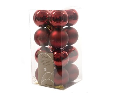 Kerstbal plastic glans-mat/40mm/ossenbloed - Ksd