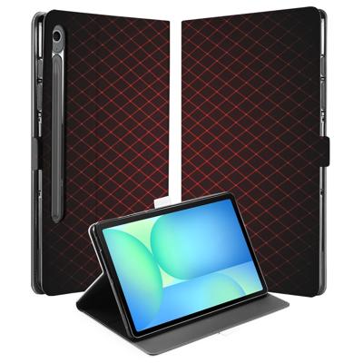 Samsung Galaxy Tab S10 FE | Tab S9 FE | Book Case | Hoesje met Standaard Geruit Rood