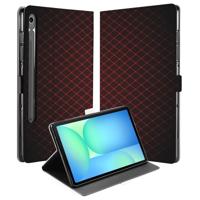 Samsung Galaxy Tab S10 FE | Tab S9 FE | Book Case | Hoesje met Standaard Geruit Rood