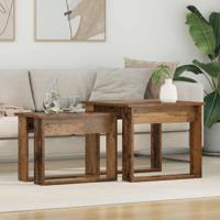 Koffietafel Set 2 pcs Oudhout Bewerkt hout